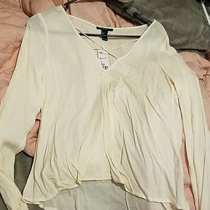 Cream Surplice Long Sleeve